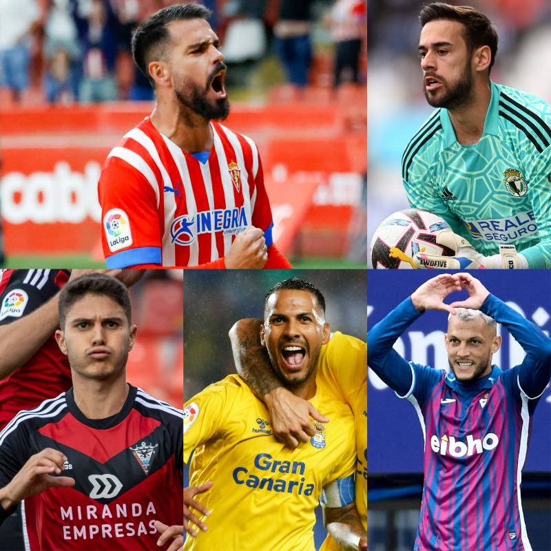 LaLiga's tweet photo. ⚽ @insua93
🧱 @Jose13Caro 
🔥 @oscarpinchi
🧙 @VieraJonathan 
🫶 @stoichkov27

📝 ¡VOTA YA! 

🔝 ¿Quién ha sido el mejor jugador de la jornada 7 en #LaLigaSmartBank?