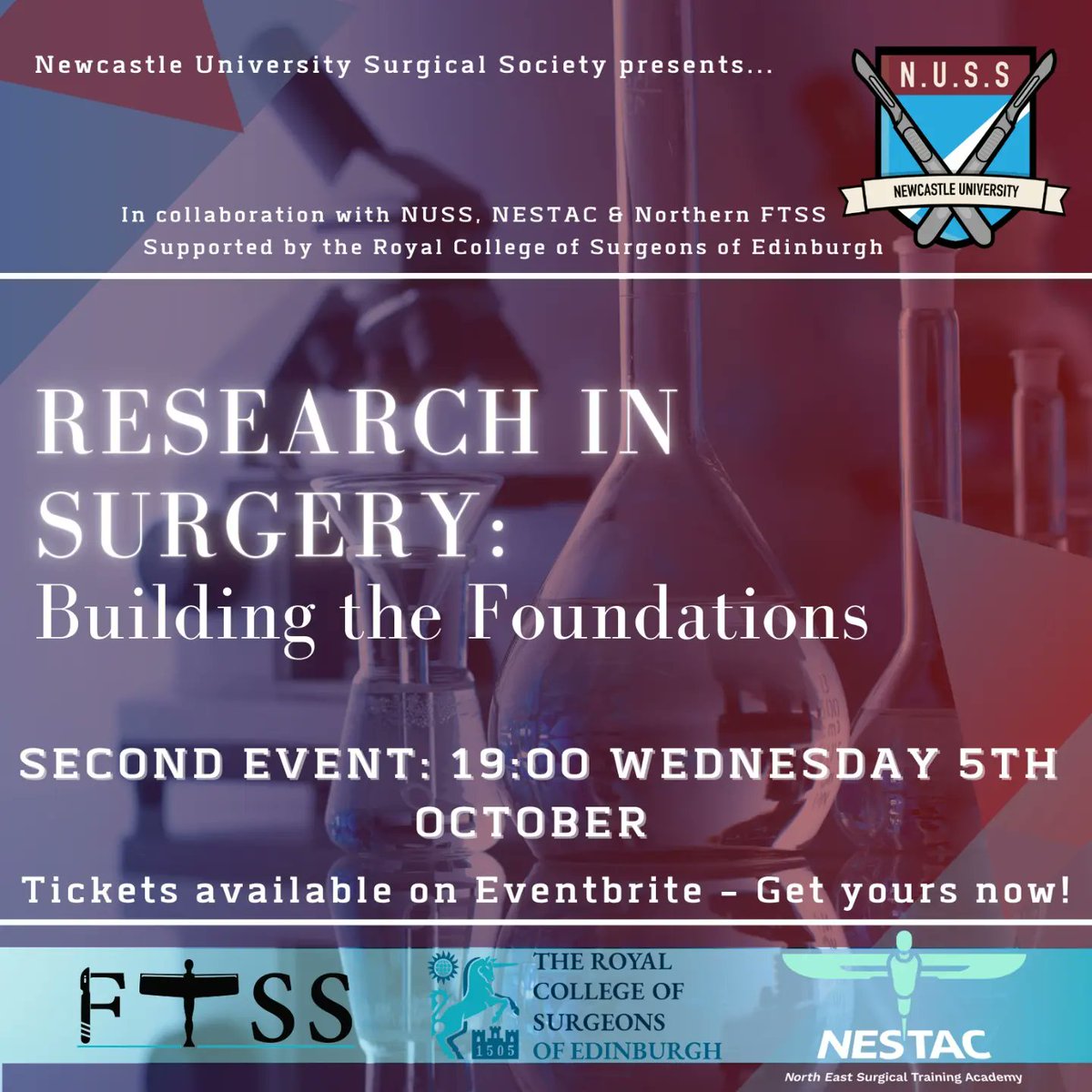 NCLSurgSoc's tweet photo. Come and join us for the 2nd 'Research in Surgery: Building a foundation' event❗
It is an online event taking place on the 5th of october. 

This session will include a talk on writing a Meta analysis, Statistics and a Q&amp;A at the end! 

This event is FREE &amp; open to everyone🥳 https://t.co/BiMUYsmqAq