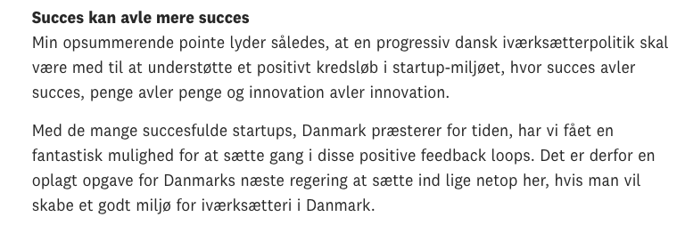 Jeg er aktuel med indlæg i <a href="/Altingetdk/">Altinget</a> om, hvordan Danmarks næste regering bør styrke vækstlaget på den danske startup scene ved at sænke skatten på warranties og indføre skattefradrag på tab ved investering i unge virksomheder. 

altinget.dk/digital/artike…

#startup #dkpol