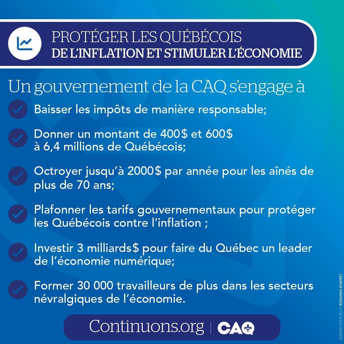 Voici comment la <a href="/coalitionavenir/">Coalition Avenir Québec</a> entend protéger les familles et aider nos entreprises à lutter contre l’inflation, si elle est reportée au pouvoir lundi prochain. #Sherbrooke