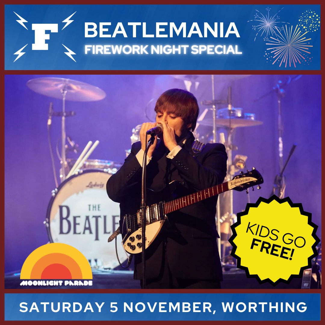 𝗔𝗡𝗡𝗢𝗨𝗡𝗖𝗘𝗠𝗘𝗡𝗧🚨
FIREWORKS NIGHT SPECIAL OFFER 🎇
- KIDS GO FREE TO BEATLEMANIA 😃
- SPECIAL GUESTS ADDED TO LINEUP <a href="/band_parade/">Moonlight Parade</a>
Begin and end your night with a bang by combining the #Worthing pier fireworks and our Fab Four musical! 👇
thefactorylive.co.uk/event/beatlema…