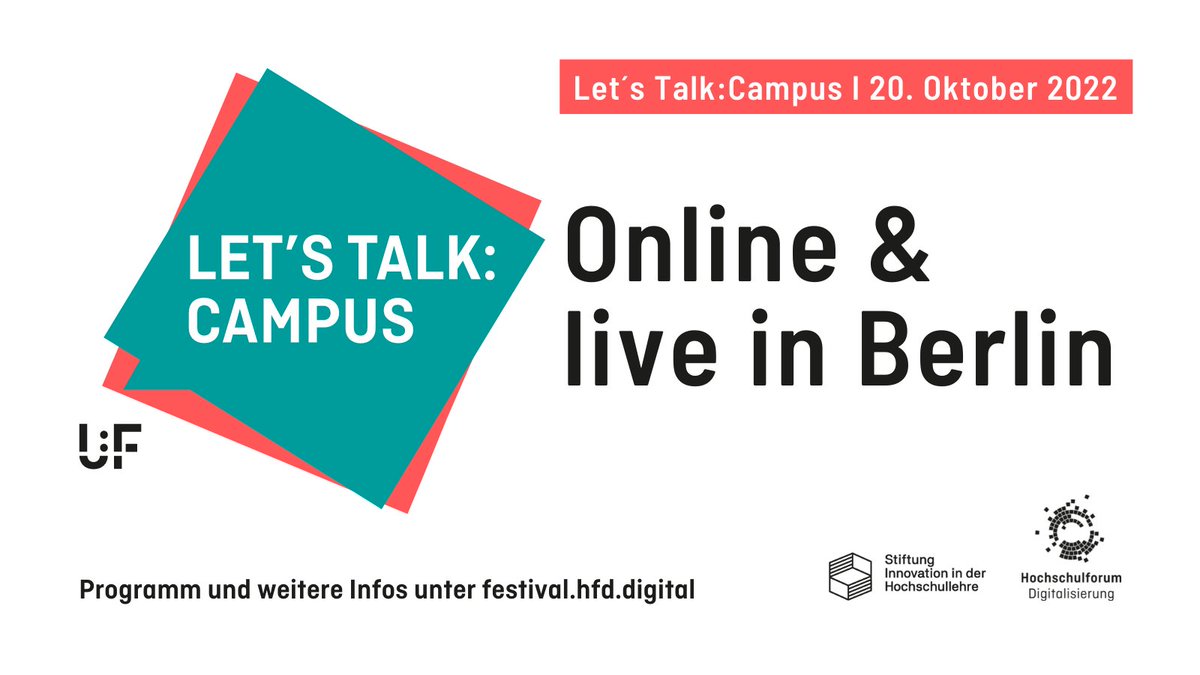 "Let's Talk:Campus"

Check out this amazing conference on student participation and the future of higher education as a place of learning. More information here 👉festival.hfd.digital/de/