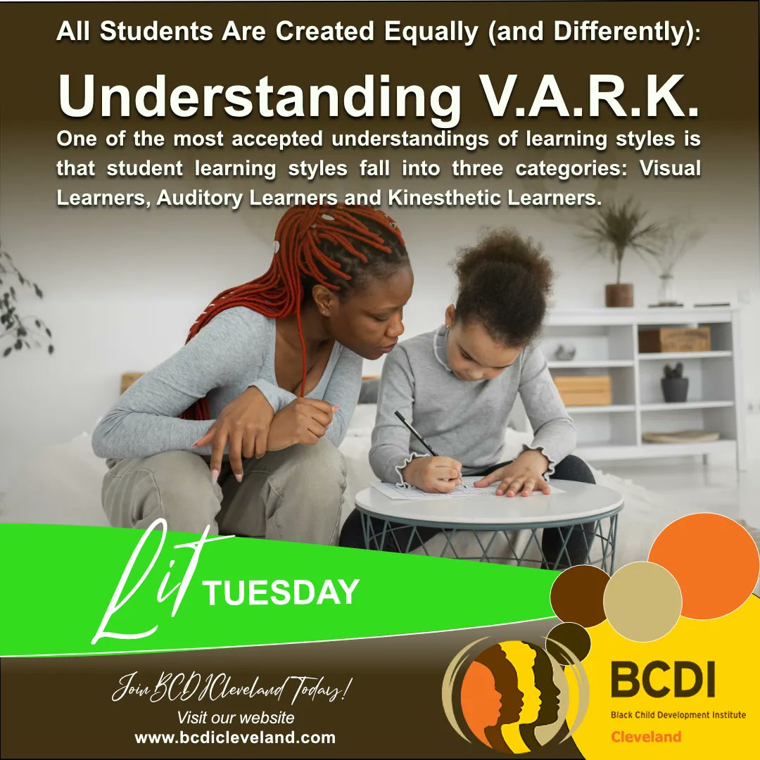 ClevelandBCDI's tweet photo. Understanding V.A.R.K.: Visual Learners, Auditory Learners and Kinesthetic Learners. When students are able to engage with information based on their learning styles, it can dramatically impact their overall educational experience. #littuesday #literacy #bcdicleveland https://t.co/lpnJ5PbiJj