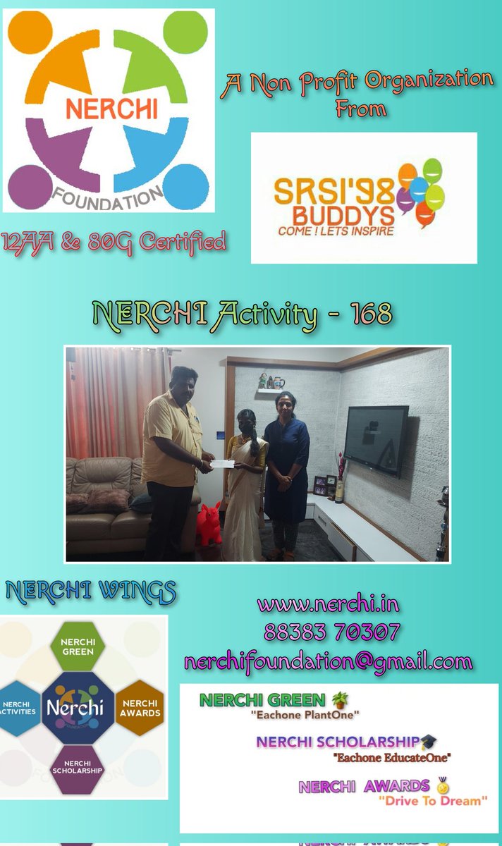Nerchi_NGO's tweet photo. NERCHI NERCHI Activity 168

Sowparnika Single Parent Studying  BSc physician Assistant at Avinashilingam College strugglingto pay the fees.We have handed over the cheque of Rs 10000 for her College fees. 

More Success to come God bless her🙏 https://t.co/YkzUQpgzx4