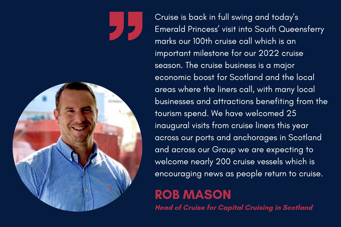 capitalcruising's tweet photo. We are thrilled to welcome our 100th cruise ship this season with the arrival of the majestic Emerald Princess into South Queensferry today.
#CapitalCruising #celebration #returntoCruise
@PrincessCruises @PrincessUKmedia
Read more: https://t.co/JRvduFI0hP https://t.co/ZrNsTYioCW