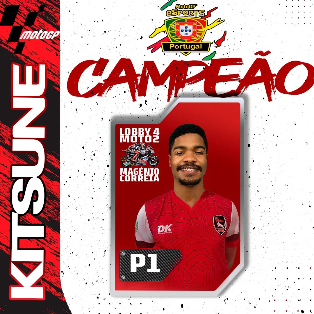 Campeões do #lobby4 moto2 da competição @motogpesportspt ,o nosso piloto @mageniocorreia26_ chegou,correu e ganhou. Muitos parabéns @mageniocorreia26_ pela tua conquista e parabéns 
a todos os envolvidos nesta conquista.
 Aqui é kitsune 🔴⚪🦊