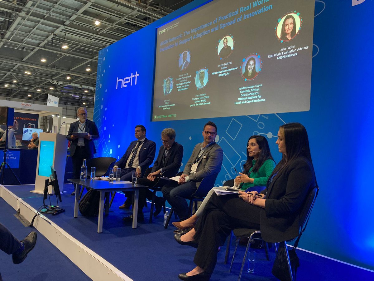 A packed room to hear about best practice in real world evaluation for innovators at <a href="/HETTShow/">HETT Show</a> with our panel of experts. 

Today we published our Real-World Evaluation guide for innovators - read it here: ahsnnetwork.com/real-world-eva…