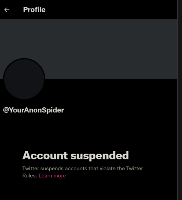 Seems that @YourAnonSpider was censored by Twitter. 

#censorship #TwitterCensor #StopCensorTwitter