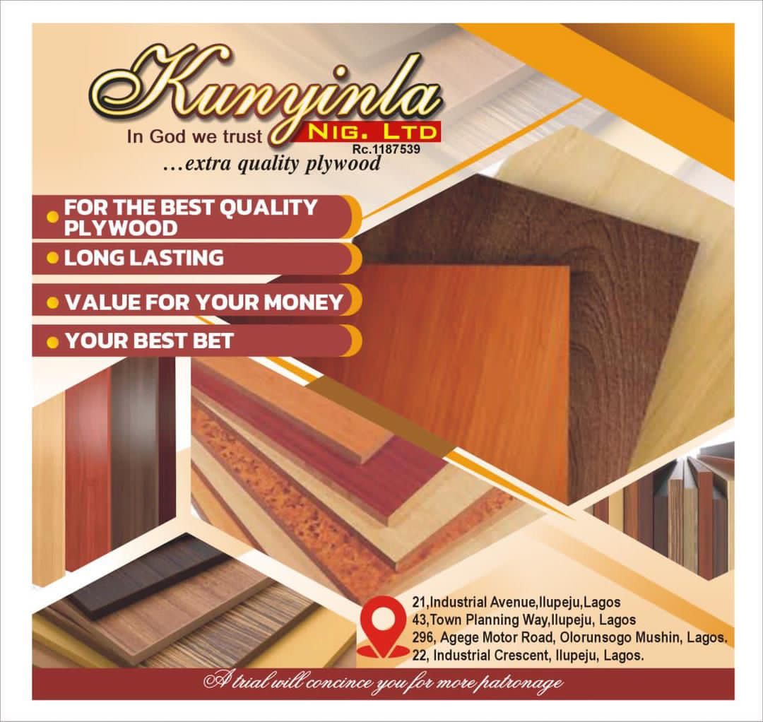 gifted19684367's tweet photo. The company you can trust 👍 
KUNYINLA NIGERIA LIMITED EXTRA QUALITY PLYWOOD❤️✨ https://t.co/8i7W3JJi7r