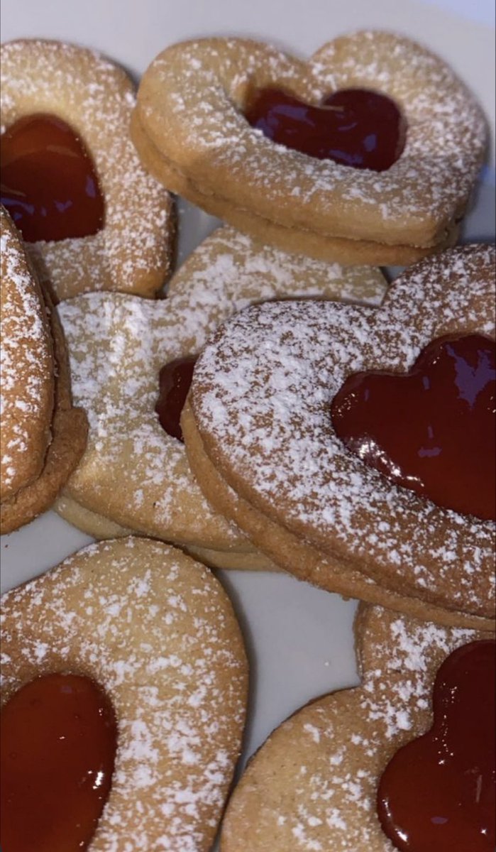 on Twitter "heart shaped cookies filled w/ jam ♡"