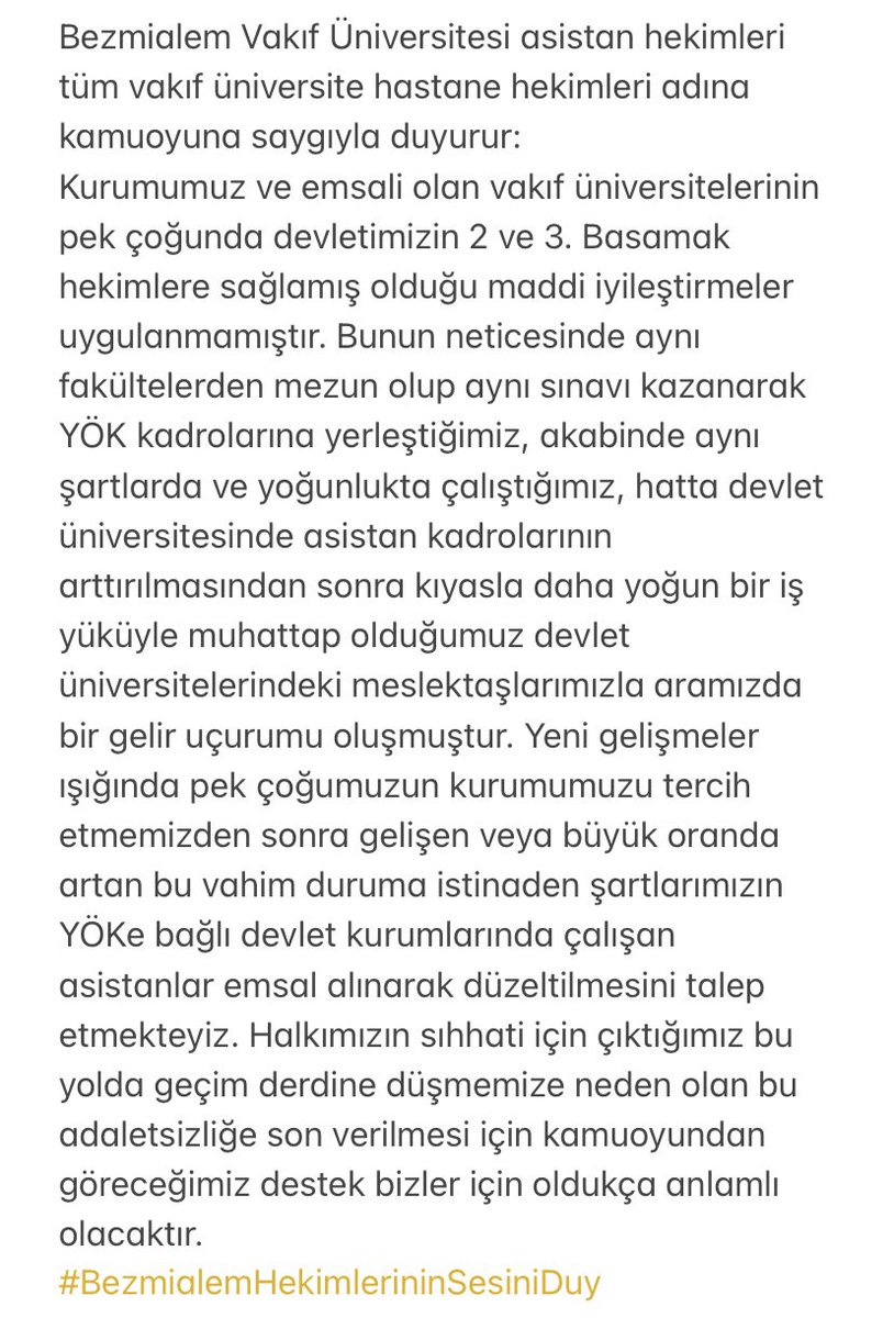 #BezmialemHekimlerininSesiniDuy