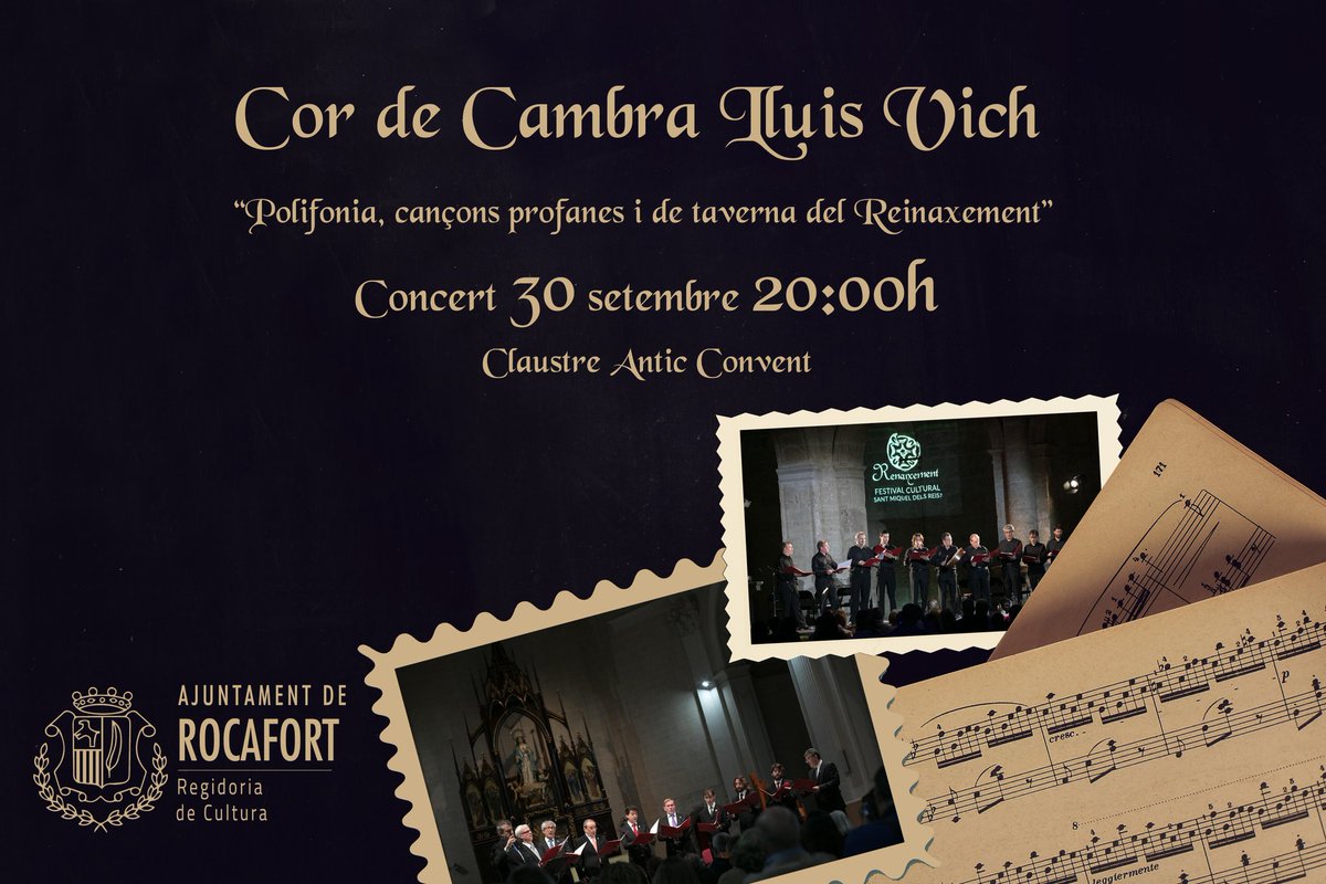 CorLluisVich's tweet photo. El divendres 30/09 cantem en Rocafort
Primer concert de la tardor. https://t.co/2TRPCRnVty