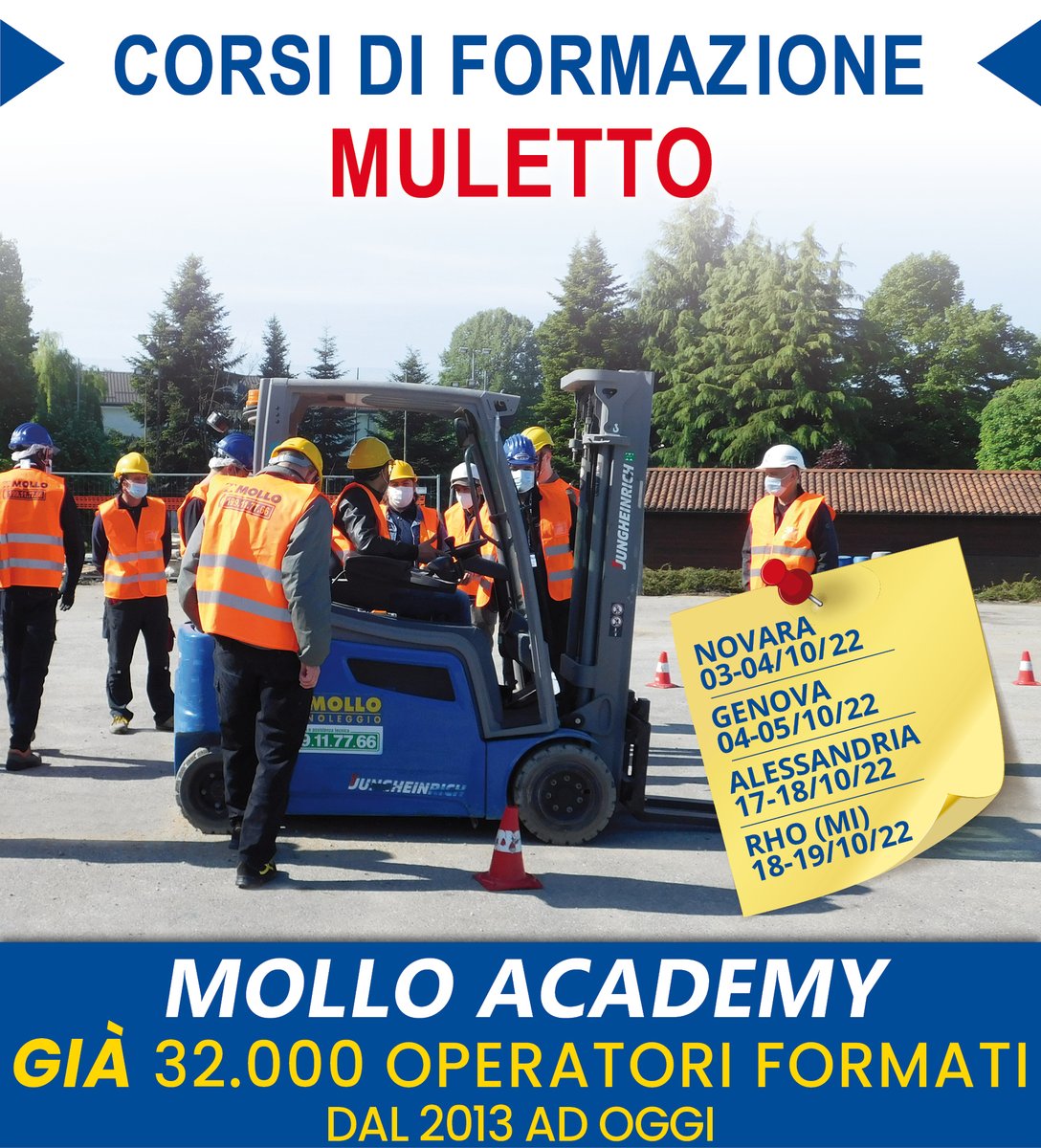 MolloNoleggio's tweet photo. Hai bisogno di ottenere o rinnovare il #Patentino per l’uso in #sicurezza dei #MULETTI? Partecipa al #CORSO MULETTI organizzato da #MOLLOACADEMY e consegui il patentino da portare sempre con te!
https://t.co/nlh0aZYxeO
#formazione #sicurezzacantieri #jungheinrich https://t.co/x6TV0RNtsA