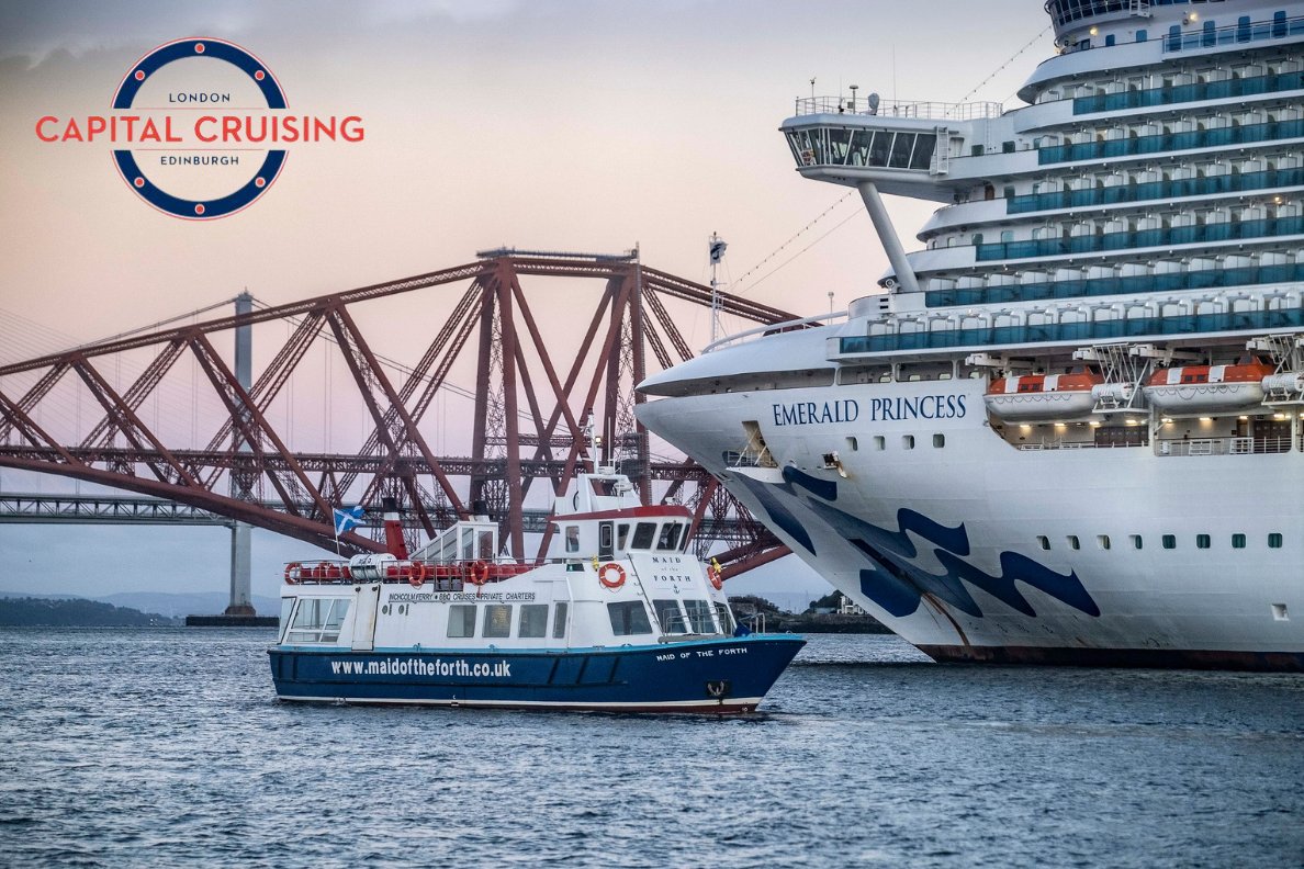 SprengThomson's tweet photo. Press Release: Capital Cruising Welcomes 100th #CruiseShip this season as the Emerald Princess sails into South Queensferry.
Read more: https://t.co/jh1tpPvE1c
#CapitalCruising #celebration #ReturntoCruise https://t.co/gUpszdMVaO