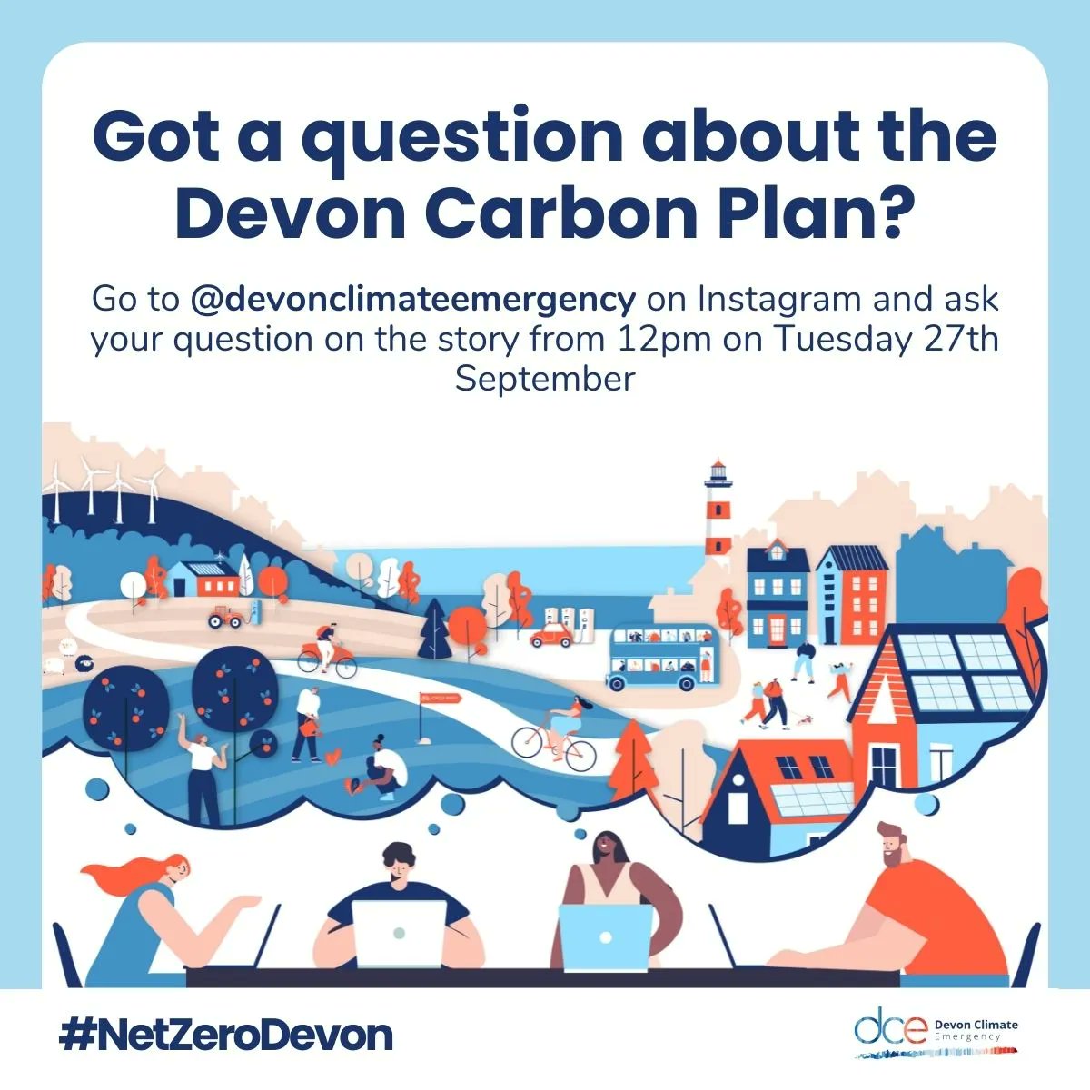 DevComsTogether's tweet image. If you have a question for @devonclimate regarding their carbon plan, head over to their Instagram story @devonclimatemergency to take part in their Q&amp;amp;A from 12pm. We also urge you to tweet at them using #DevonCarbonPlan2022.

buff.ly/3dF6C6J 

#NetZeroDevon