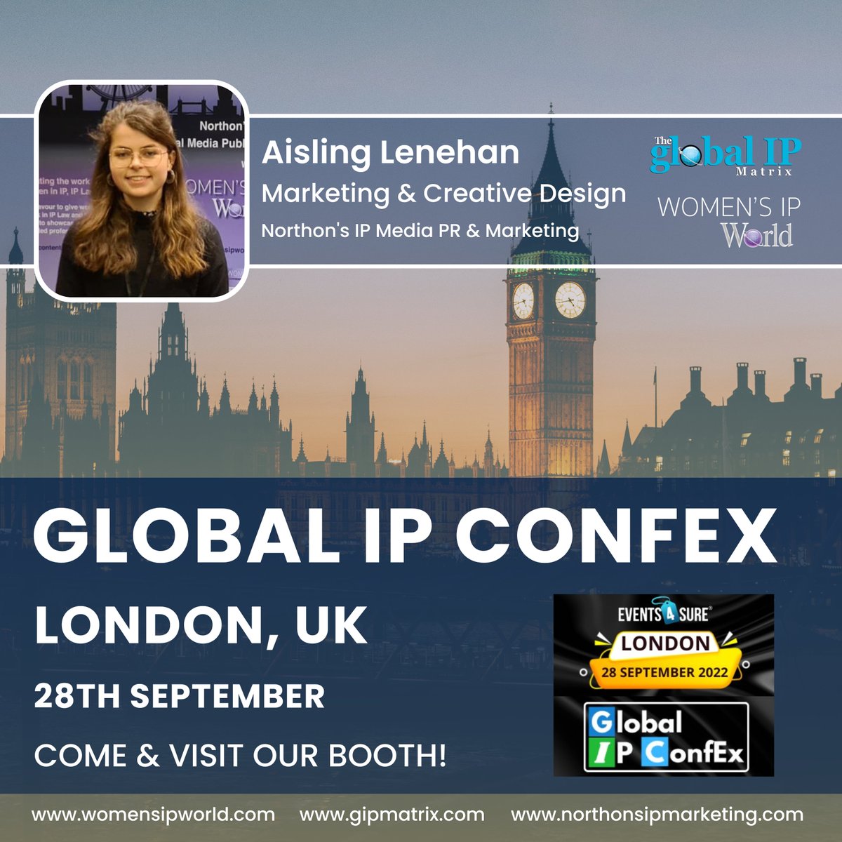 IP_Matrix's tweet photo. We're excited to be official media partners with the Global IP ConfEx in London this week.
If you're attending visit our stand and meet our marketing & creative designer, Aisling Lenehan who would be delighted to talk about our prevalent industry publications!
#GlobalIPConfEx https://t.co/70RxwDL4E6