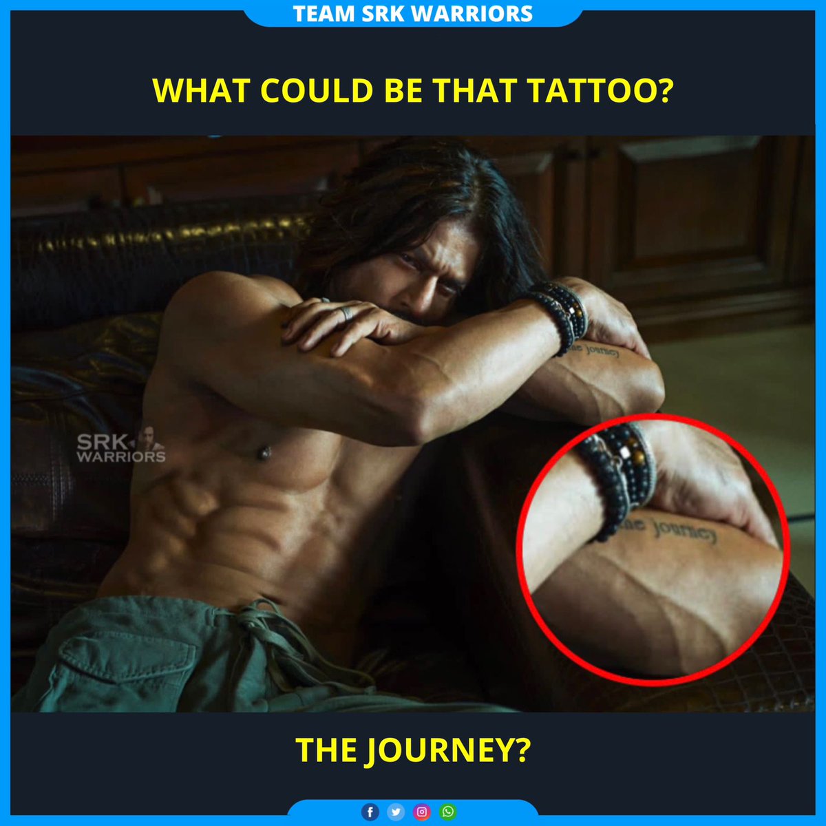 TeamSRKWarriors's tweet photo. What could be that tattoo?

The Journey?

#ShahRukhKhan #Pathaan https://t.co/V7SWVeSGXI