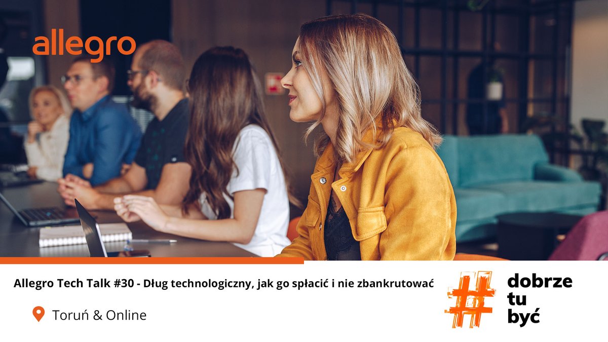 allegrotech's tweet image. Technological debt - how to pay it off and not go bankrupt? 😬 We will solve this dilemma on October 13 in Toruń during the first stationary meeting of the #AllegroTechTalk series after the break. 🎉 Find out more at: app.evenea.pl/event/allegro-…