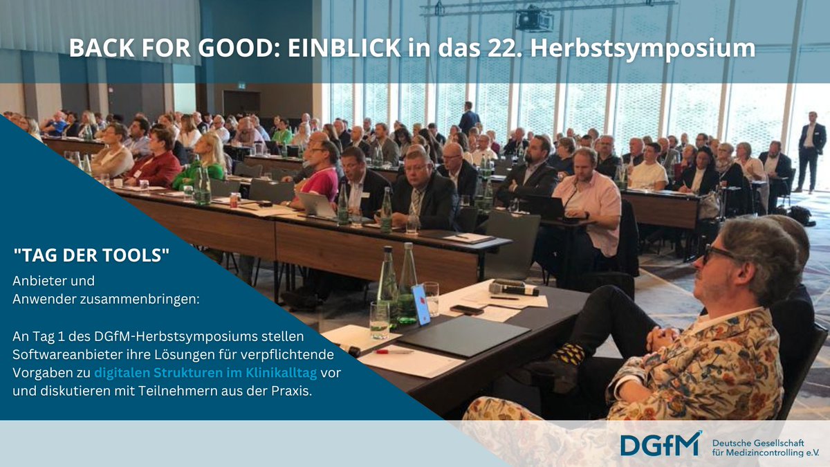 DGfM_eV's tweet photo. #DGfM-#Herbstsymposium - Tag 1: Tag der Tools. 
Heute dreht sich alles um #Softwarelösungen für digitale Strukturen im #Klinikalltag. Wir freuen uns auf drei spannende Tage mit interessanten Vorträgen, anregenden Diskussionen und dem Knüpfen neuer Kontakte. https://t.co/f0orefiqhj