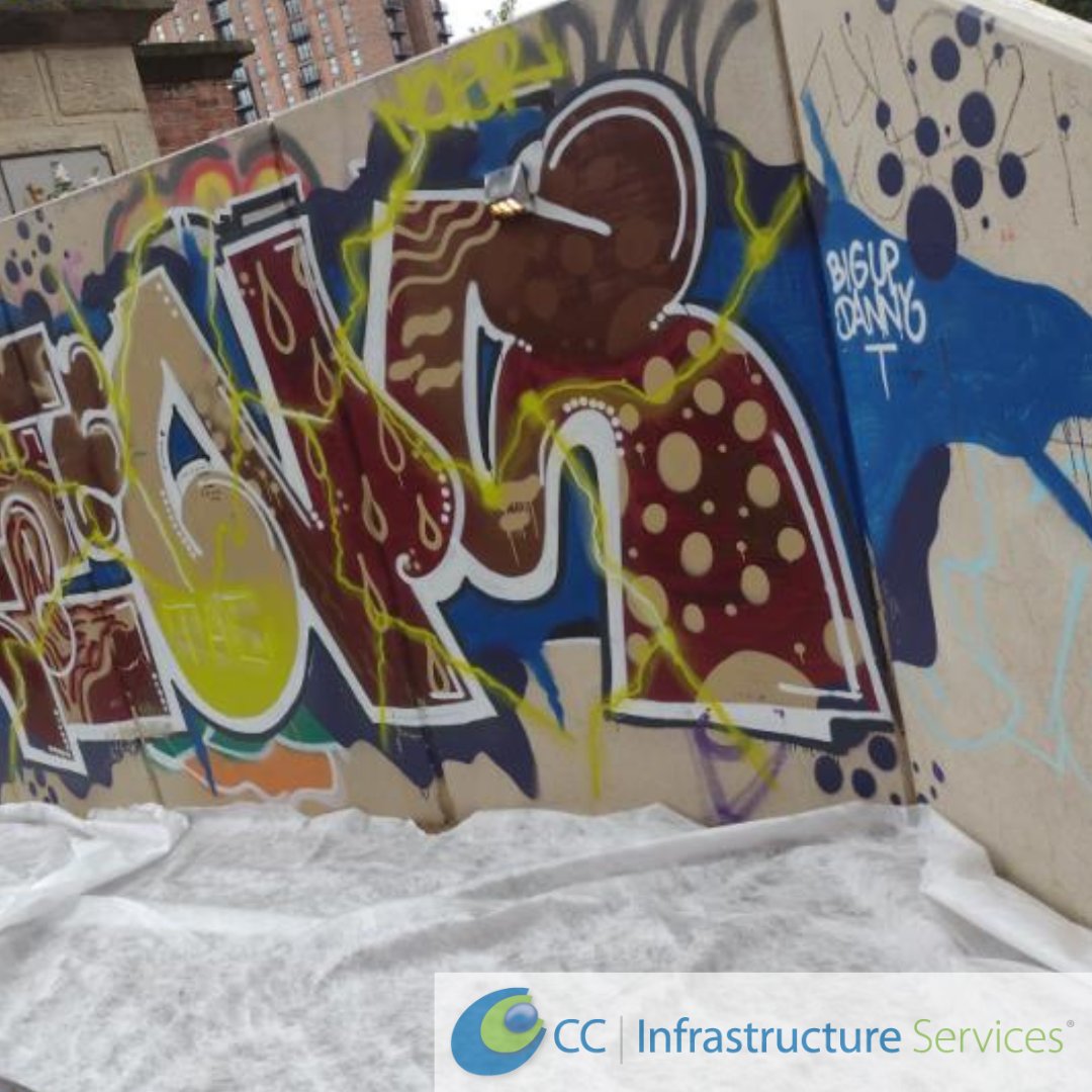 CCInfraServices's tweet photo. Our teams have been busy at Ordsall Chord removing graffiti from the concrete surfaces. Back in 2017, our teams applied specialist coating, which enabled the graffiti to be removed with much more ease and much more cost effectively https://t.co/k4ms3HUUEA