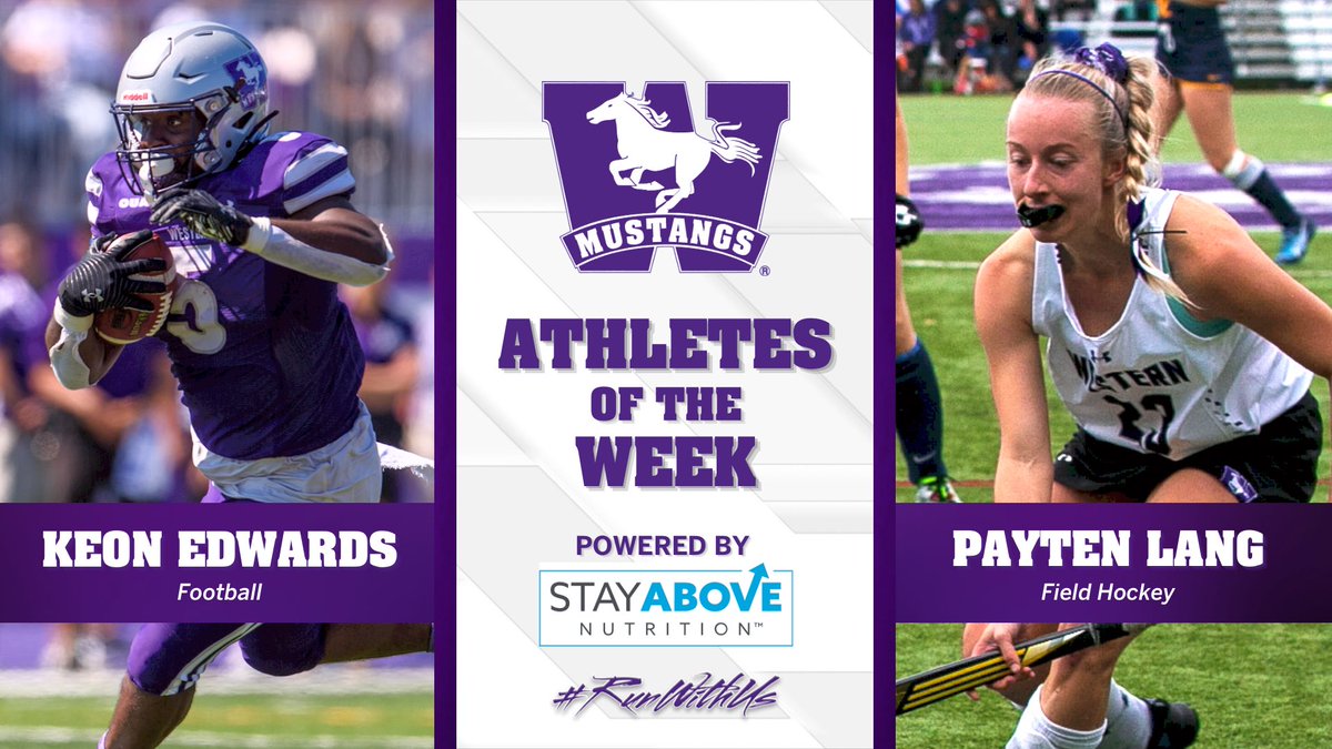🏆Your Mustangs Athletes of the Week🏆

🏑 Payten Lang of the Field Hockey team who scored a key goal for the Mustangs against Toronto.

🏈 Keon Edwards with 114 yards on 11 carries with 2 TDs against Waterloo.

Congratulations to both 👏
#RunWithUs #WesternMustangs