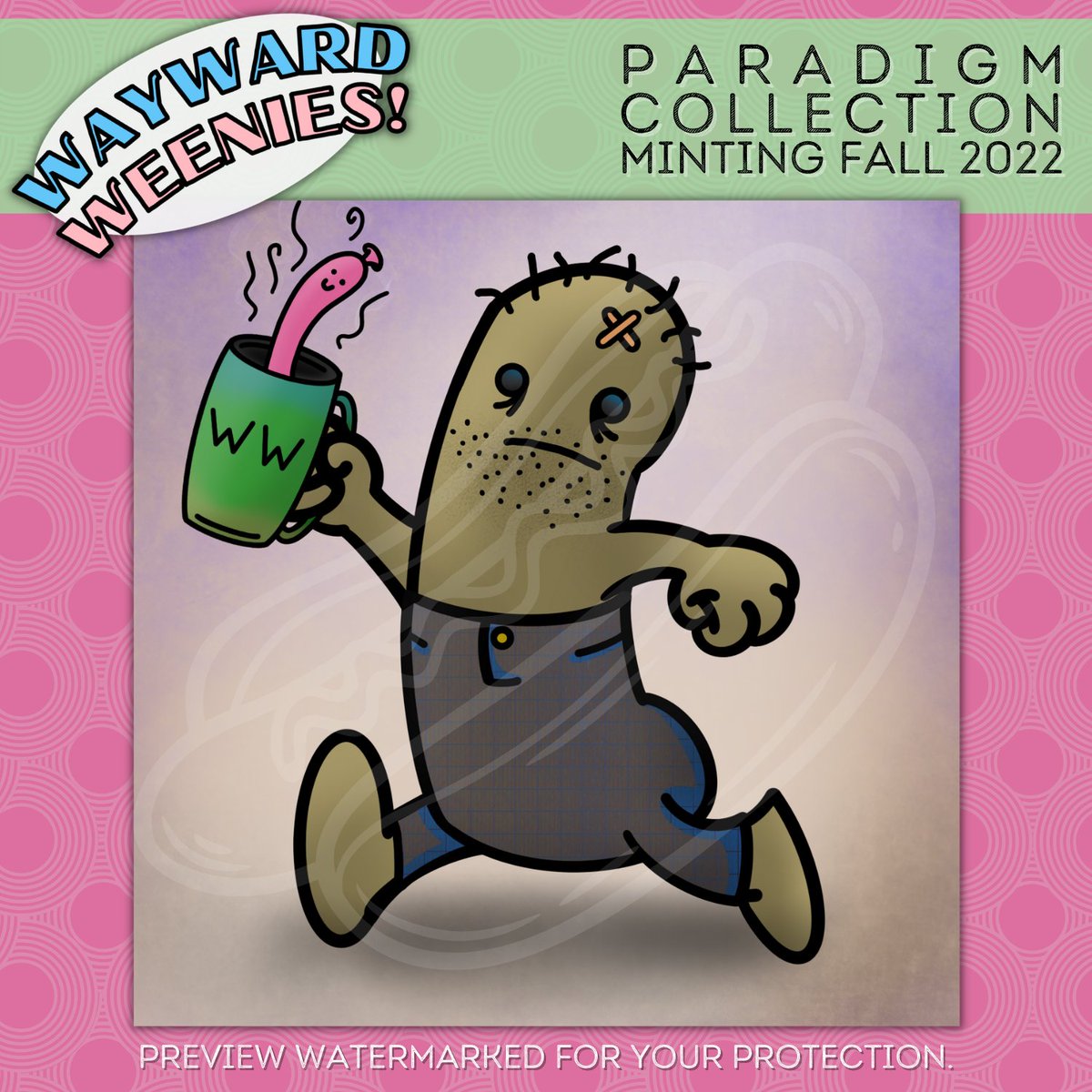 WaywardWeenies's tweet photo. Nursing a hangover? So is this Weenie, the poor guy.

Grab a hot cup of Joe, friend. It's Weenie time!

Wayward Weenies - Paradigm Collection. Minting this Fall. OG Weenie holders get first dibs. ⤵️

https://t.co/7M354MR0Ph https://t.co/UuddpNvR4i