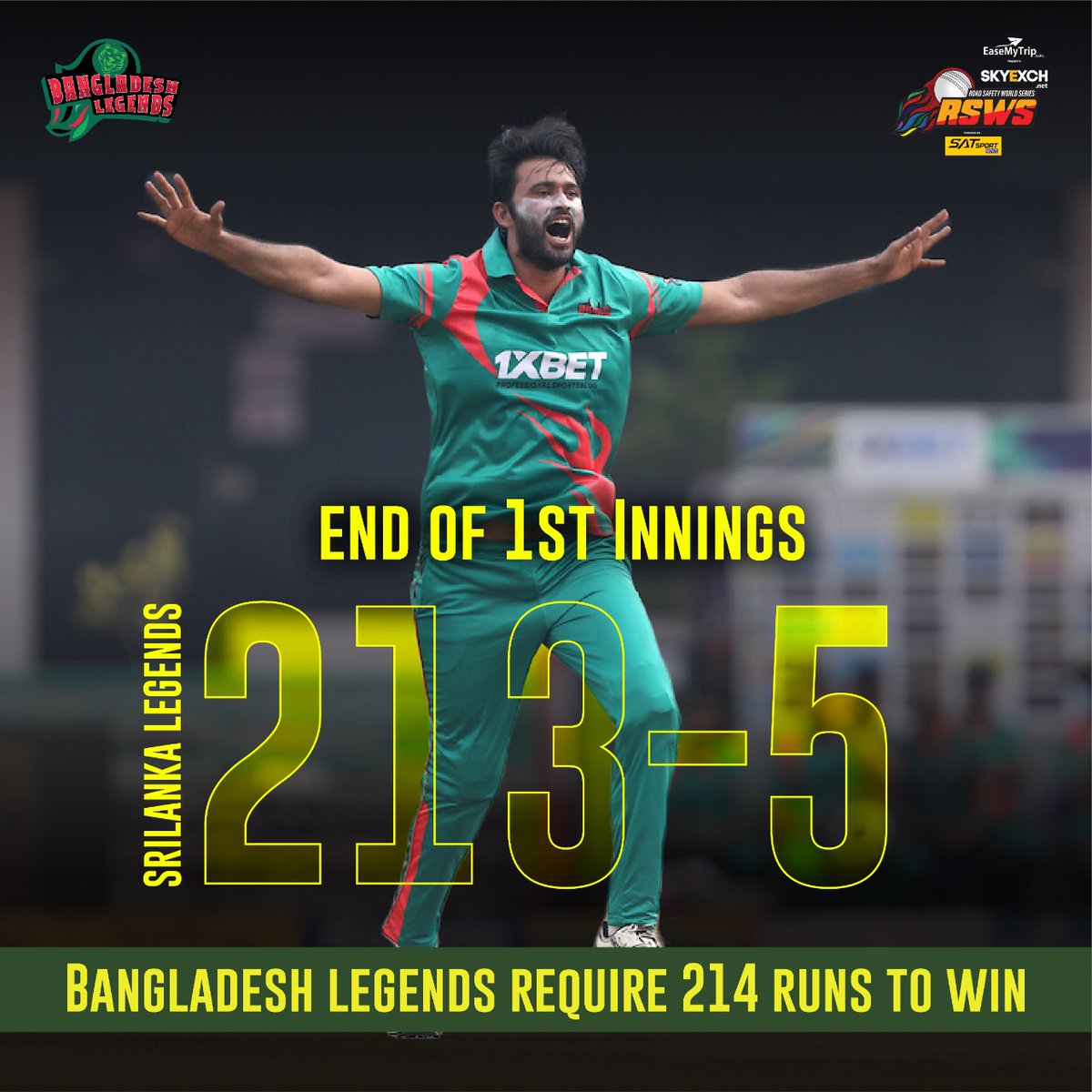 End of first innings! 

#RoadSafetyWorldSeries #RSWS #BangladeshLegends #TeamBangladesh #Bangladesh