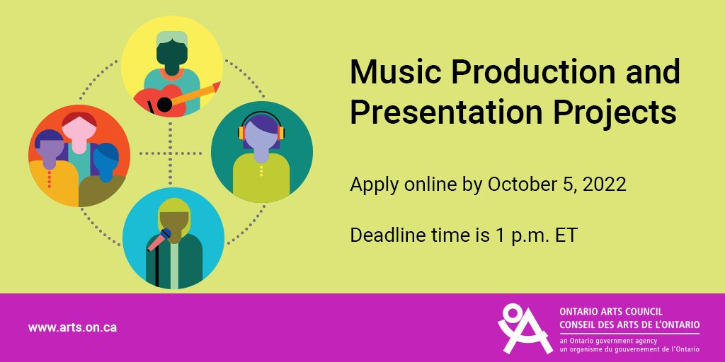 The deadline for the Music Production and Presentation Projects program is coming up on October 5! Don’t wait until the last minute to submit your application! ow.ly/4pmH50KL2tF