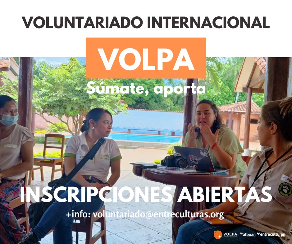 Entreculturas's tweet photo. 📢📢 Última llamada para ser futuro #VOLPA. En nuestro programa de #voluntariado internacional de larga duración:
📝 Te formamos,
🙌 Te acompañamos y
❤️ Cuidamos de ti durante todo el proceso.
📩 ¿Te interesa? Escríbenos a voluntariado@entreculturas.org https://t.co/062et7QoFC