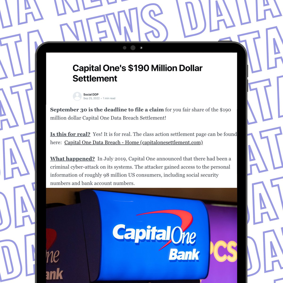 ddpforall's tweet image. Only a few more days to file your Capital One claim!

Tag friends and family that still need to file their claims. 

Click the link in our bio to read more about how to submit a claim. 

Deadline to submit: September, 30, 2022

#joinddp #dataprivacy #datalaws #capitalonebank
