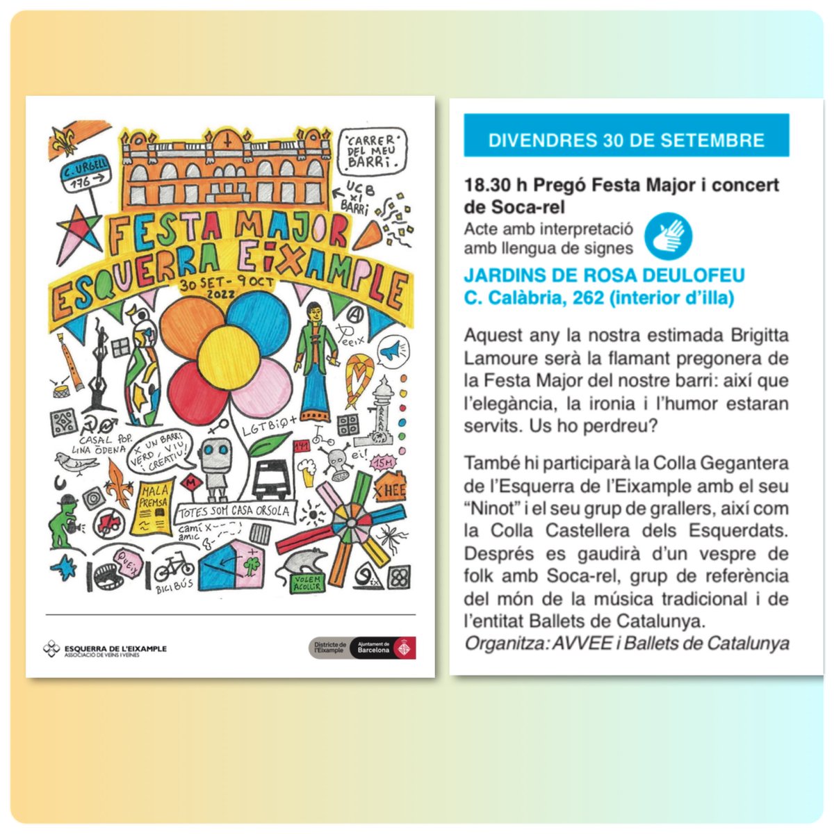 BrigittaLamoure's tweet photo. Quin “hunort”ser la Pregonera d’enguany a les Festes de @esquerraeixampl Gràcies @AVVEsqEixample #fmesquerra 🥳💖🥳 M’acompanyeu?https://t.co/JXa0jsY8L6 https://t.co/3RZGxbD8Zt