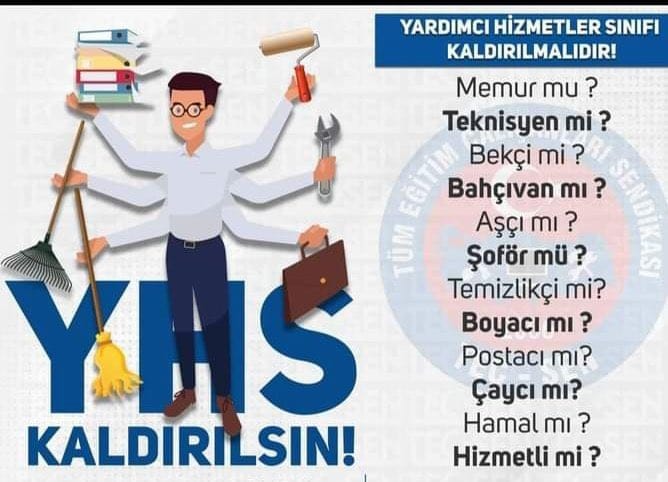 HatunGler4's tweet photo. @YardHizPlatform @yurtsendikalari Yardımcı hizmetler sınıfı kaldırılsın genel idari hizmetler sınıfına geçirilsin. #YhsKaldırılsın https://t.co/YUBd3QBGB0