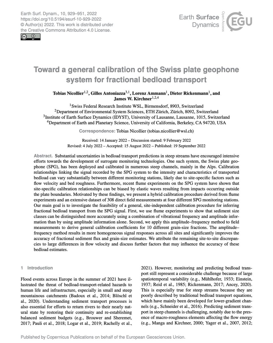alp_wise's tweet photo. New Paper Published :
Toward a general #calibration of the Swiss plate #geophone system for fractional #bedload transport by T. Nicollier, G. Antoniazza, L. Ammann, D. Rickenmann and J. W. Kirchner
@WSL_research @ETH
https://t.co/t4AVpfJhHl https://t.co/WW20ACfH0x