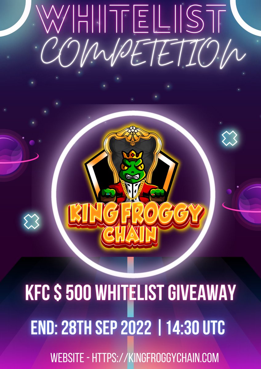 💥 WELCOME TO KFC $500 WHITELIST GIVEAWAY 💥

👊 Register to Win, Whitelist👊 
🤑 TOP 5 WL POINTS HOLDERS - 100$ EACH PRICE AMOUNT 🤑 
⏰ END: 28th Sep 2022 | 14:30 UTC 
sweepwidget.com/view/62461-uz9…

👉PRESALE AT PINKSALE
👉 SC: 65 / HC: 125
👉 Min: 0.1 / Max: 2 bnb

#viral #retweet