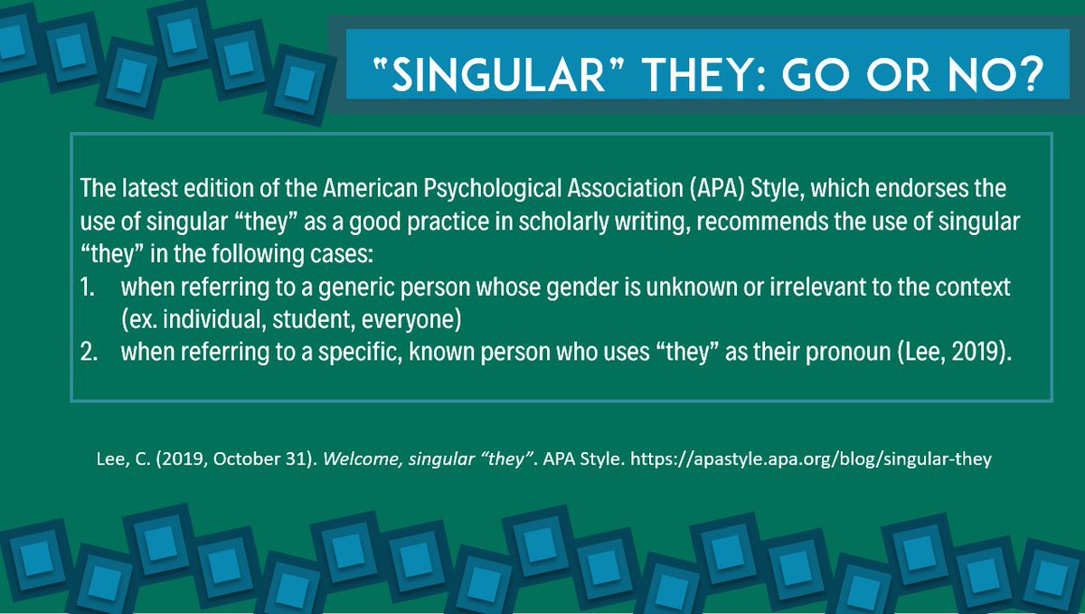 Today in class, we discussed the use of singular "they." I saw the glimmer and curiosity in the eyes of some students, like this was a topic not often covered in class discussions.