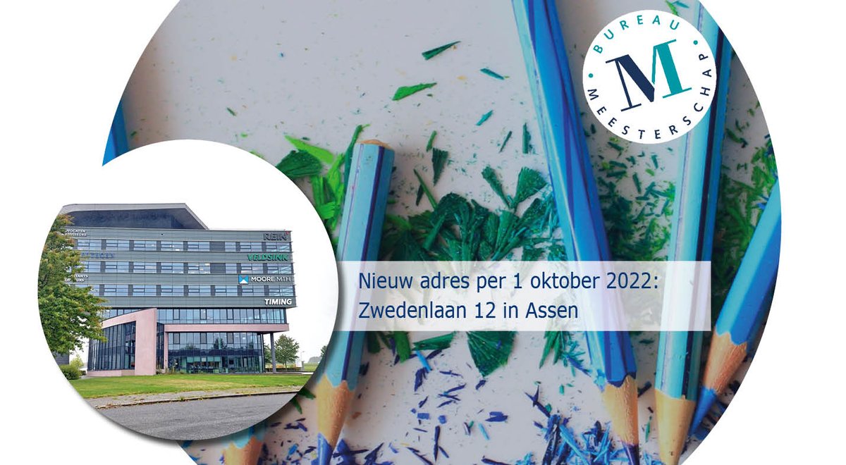 bmeesterschap's tweet image. 𝗕𝘂𝗿𝗲𝗮𝘂 𝗠𝗲𝗲𝘀𝘁𝗲𝗿𝘀𝗰𝗵𝗮𝗽 𝗴𝗮𝗮𝘁 𝘃𝗲𝗿𝗵𝘂𝗶𝘇𝗲𝗻!
Na jaren met plezier aan de Oosterhoutstraat in Assen gehuisvest te zijn geweest, verhuist het kantoor van Bureau Meesterschap 𝗽𝗲𝗿 𝟭 𝗼𝗸𝘁𝗼𝗯𝗲𝗿 𝟮𝟬𝟮𝟮 𝗻𝗮𝗮𝗿  𝗭𝘄𝗲𝗱𝗲𝗻𝗹𝗮𝗮𝗻 𝟭𝟮 𝗶𝗻 𝗔𝘀𝘀𝗲𝗻.