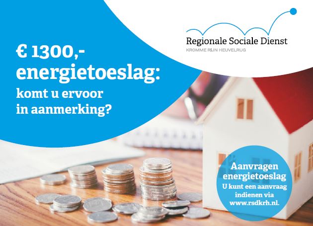 Aanvragen #energietoeslag
Heeft u een laag inkomen? En woont u in de gemeente #Bunnik, #DeBilt, #UtrechtseHeuvelrug, #WijkbijDuurstede of #Zeist? Dan komt u wellicht in aanmerking voor de #energietoeslag. Meer info: rsdkrh.nl/home/2