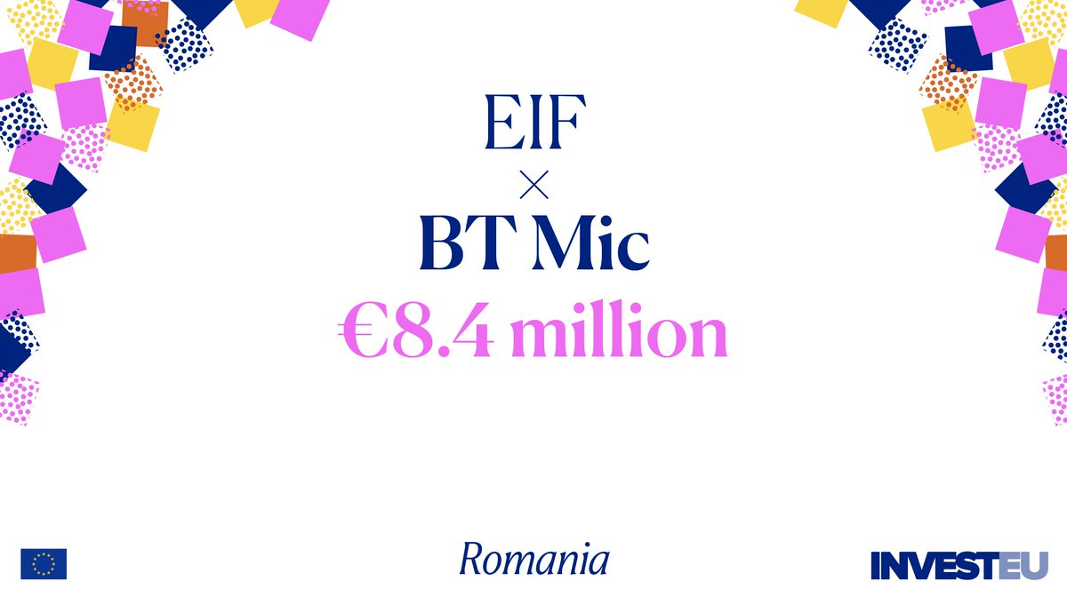 EIF_EU's tweet photo. First #InvestEU signature in #Romania🆕 

€8.4M guarantee to support €100M new microfinance loans with #BTMic 🇷🇴 We're proud that 7,500 entrepreneurs and farmers across the country will now have more access to #microfinance 🔗 https://t.co/GkPU30hqGD https://t.co/Eefwj8CALC