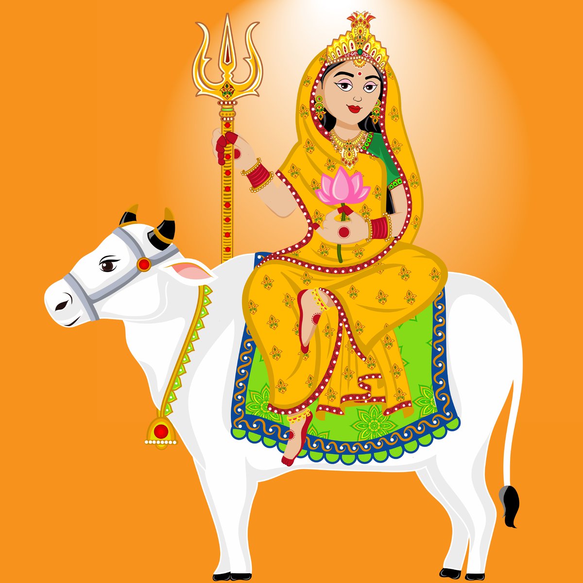 Festivities_'s tweet photo. The first day of Navratri is devoted to the Goddess Shailputri who’s the first avatar of Goddess Parvati. She’s believed to bless her devotees with good luck and fortune as she rules the moon.

#Navratri NFT series from Saveyra is live to mint @opensea

https://t.co/uGZlI1ERsQ https://t.co/UD6Xy5paQe