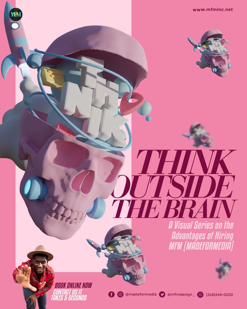 MFMDESIGN_'s tweet image. Think Outside the Brain...
What we mean is just think a bit diff, take a bit of risk, express yourself. 

Yhats what we at MFM...Known as MADEFORMEDIA  want for all of our customers that become brands and businesses. 
#design #graphicdesign #projects #logodesign #madeformedia