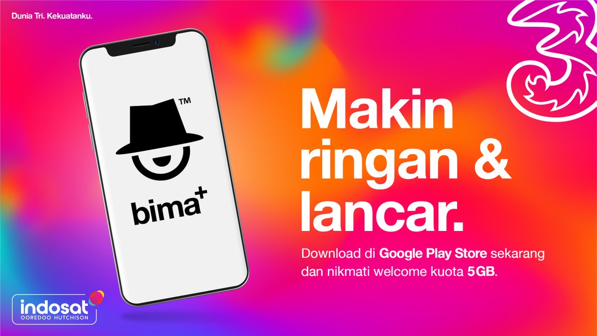 Gaes, ternyata sekarang beli kebutuhan digital untuk produk #TriIndonesia semua bisa di #bimaplus!

Kini #bimaplus bisa jadi solusi kamu karena lengkap dan lancar. 
 
Download di bit.ly/BimaDownload dapatkan kuota sebesar 5GB.

#IniWaktunyaKita
#IOHSatuJaringan