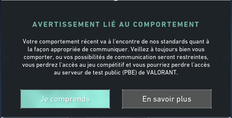 <a href="/RiotGamesFrance/">Riot Games France</a> <a href="/RiotSupportFR/">Riot Support FR</a> <a href="/VALORANTfr/">VALORANT France</a>
Après des années de tryhard sur TOUS les jeux riot games, c'est officiel je suis à bout... j'ai toujours été respectueux, pas un ban de toute ma vie que ce soit sur lol ou valo, pourtant la temptation d'insulter en retour (1/7)