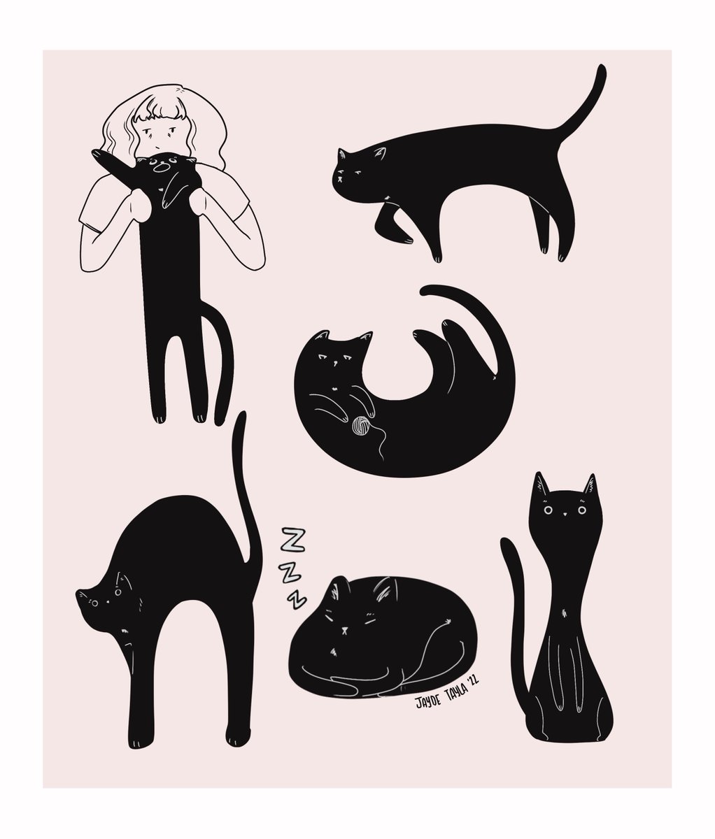 Just a bunch of lil guys bein dudes 🐈‍⬛ 

#illustration #illustrator #ArtistOnTwitter #digitalart #procreate #blackcats #Artist