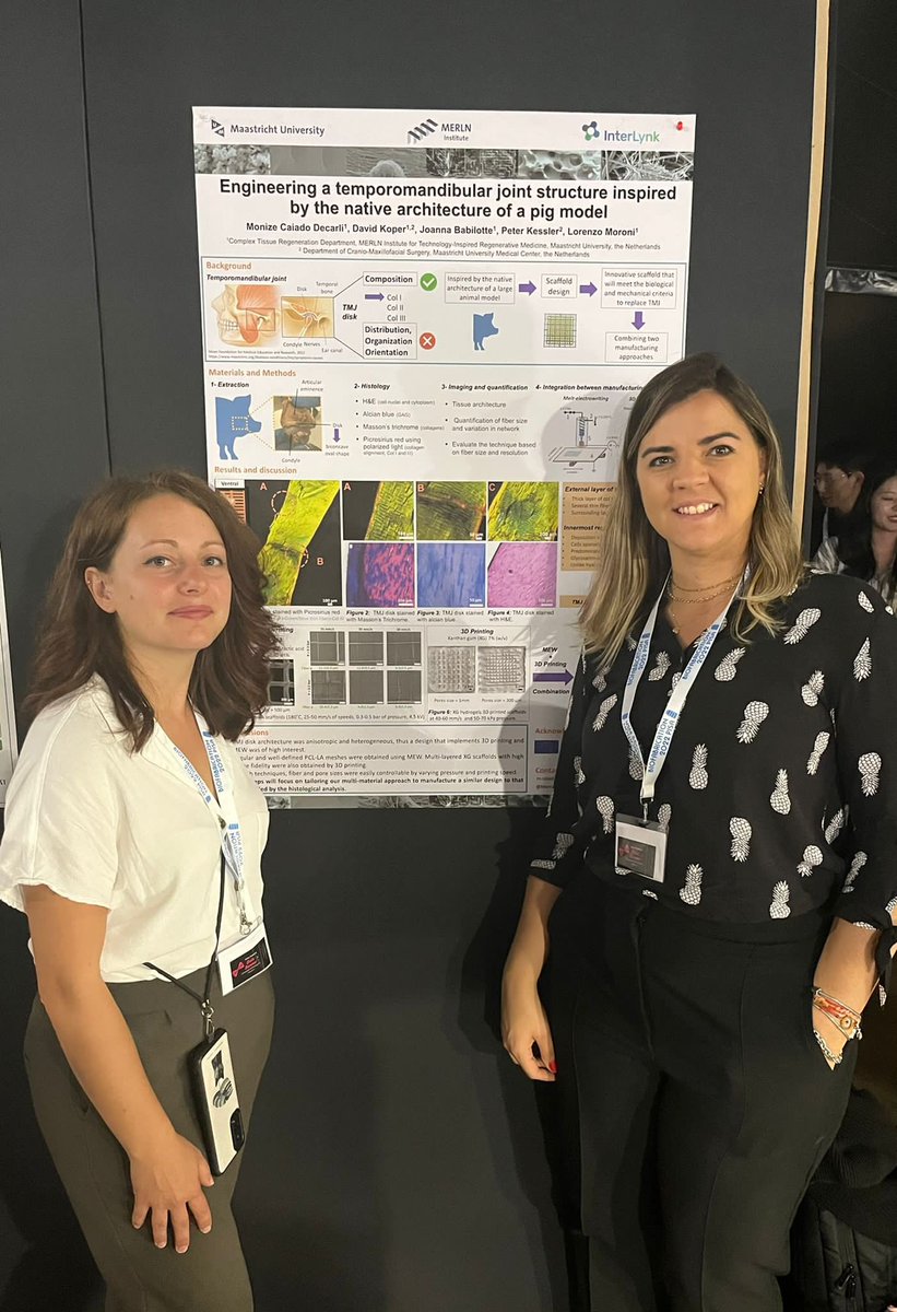 Proud of @JoannaBabilotte and @monize_decarli for the great work and team spirit @MERLN_UM in presenting @ISBioFab #ISBF2022 converging #biofabrication #TechnologySolutions @InterlynkH