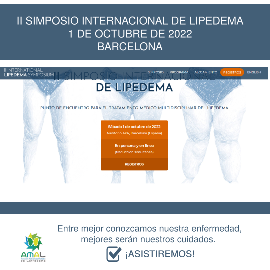 Ya estamos listos para el 𝐈𝐈 𝐒𝐢𝐦𝐩𝐨𝐬𝐢𝐨 𝐈𝐧𝐭𝐞𝐫𝐧𝐚𝐜𝐢𝐨𝐧𝐚𝐥 𝐝𝐞 𝐋𝐢𝐩𝐞𝐝𝐞𝐦𝐚 que se llevará a cabo este sábado 1 de octubre en Barcelona.
Será una jornada de inmersión total en esta patología. 
 El temario no puede ser más interesante.
lipedemasymposium.es/en/