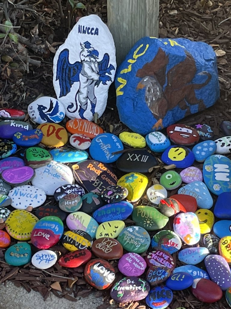NorthWakeCCA's tweet photo. We installed our NWCCA rock garden. Thanks to our seniors!  #soarstrong. https://t.co/Pi7OflHVcA