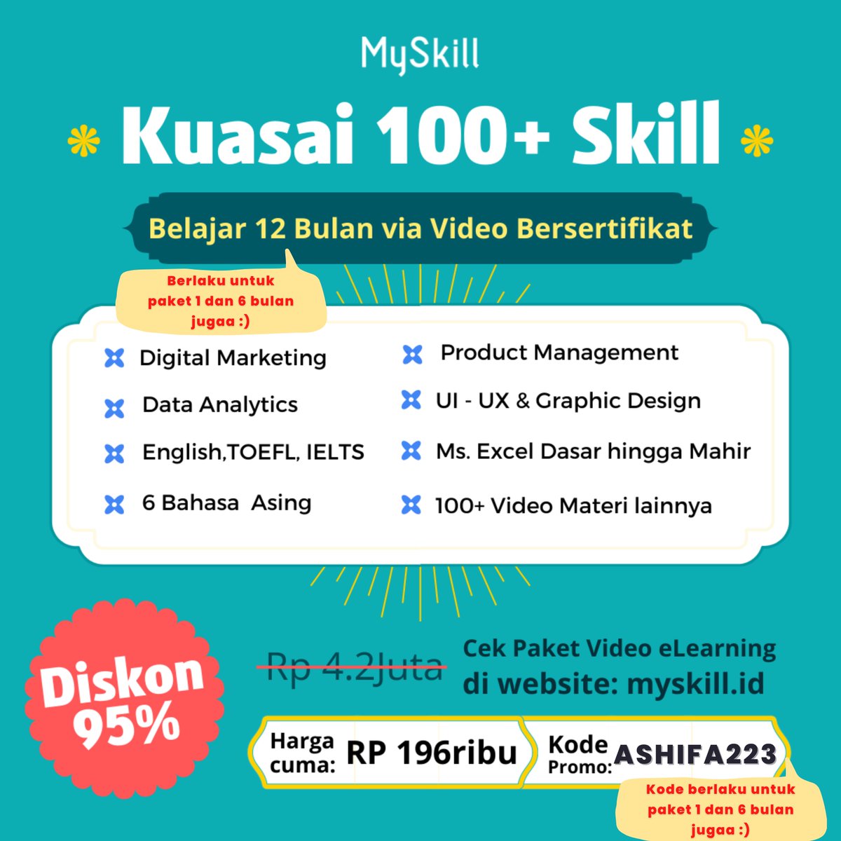 fahrunisays's tweet photo. Nihh gua kasih promonya~ https://t.co/p00YpFHv2x atau https://t.co/xKcTzys6pd
#myskillid #myskill #bootcamp #eLearning #linkedinlearning #linkedin #belajarapahariini #mahasiswa #carikerja #certificate https://t.co/KKjNclf8F9