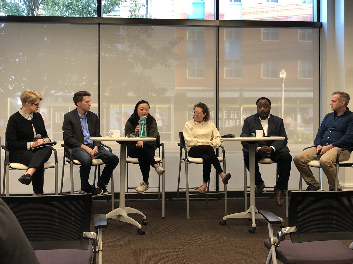 deekshakapoor's tweet photo. Thanks @PRSAHoosier for bringing together this power panel and giving #PRPros an opp to “Meet the Media.” Such an insightful conversation this morning at @mymavenspace. @SmithCaseyA 
@peterlblanchard 
@Binghuihuang  @BahaComm 
@AttyAbdul @IndyMaven 
@adamwren #prsahoosier https://t.co/EM1YYYTgJY