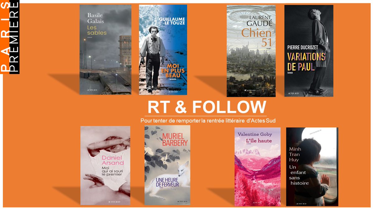 🎁 #Jeuconcours 

Tentez de remporter la rentrée littéraire 2022 d’<a href="/ActesSud/">Actes Sud</a>

Pour y participer : RT &amp; FOLLOW 

À vous de jouer !