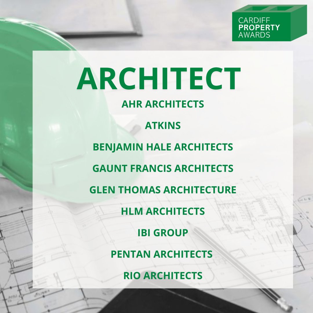 Our Architect Finalists are: @weareAHR, @atkinsglobal, Benjamin Hale Architects, @GauntFrancis, @GlenThomasArch, @HLMArchitects, @ibigroup, @PentanArchitect and @RioArchitects. Congratulations!